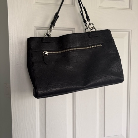 Coach Penelope Black Leather Shoulder Bag with Silver Hardware - Picture 3 of 5